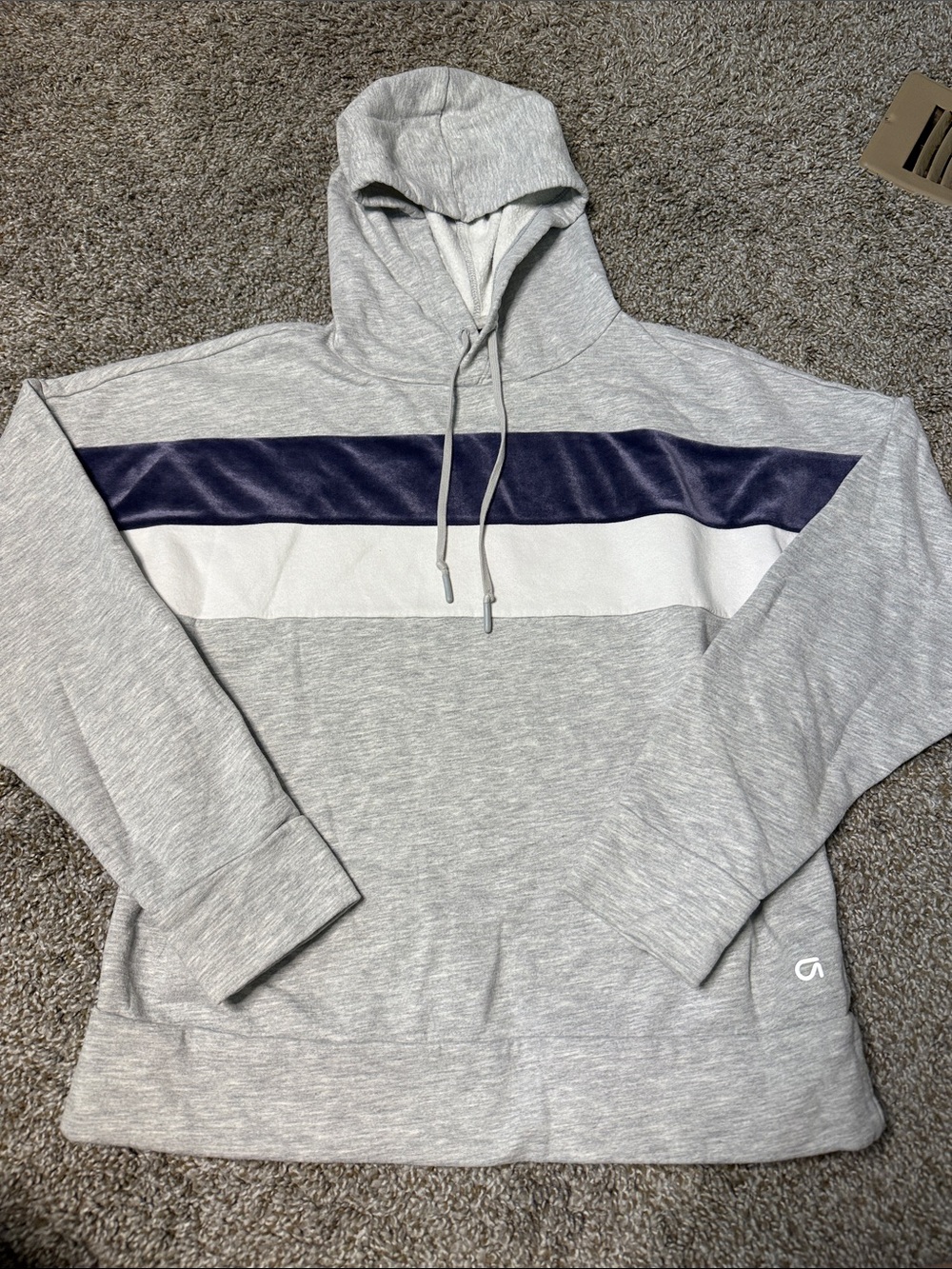 GAP Light Gray Hoodie with Navy and White Stripes